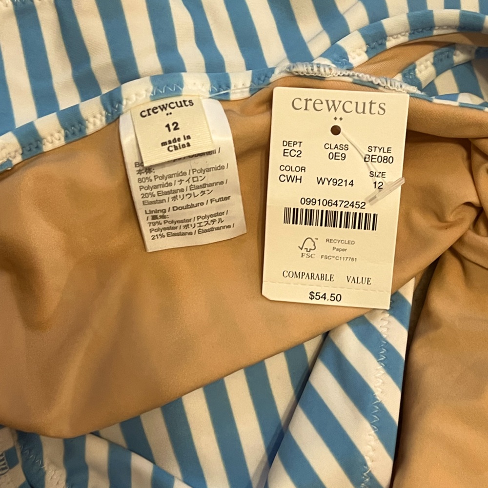 CrewCuts Girls size 12 Blue Stripe Bikini